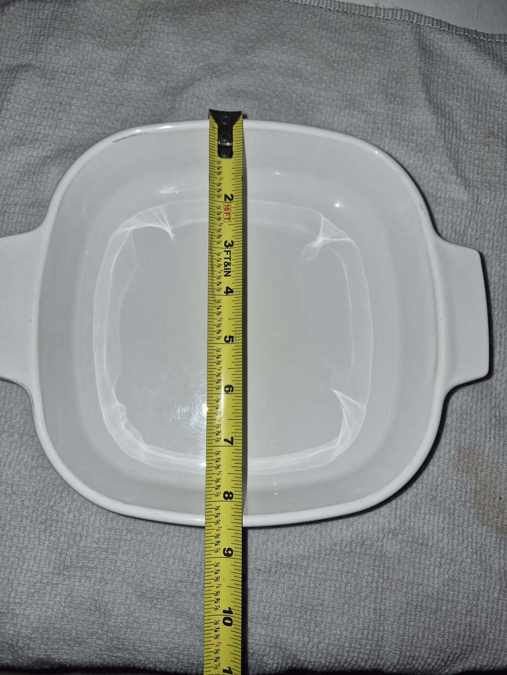 Corning Ware casserole dish in the 